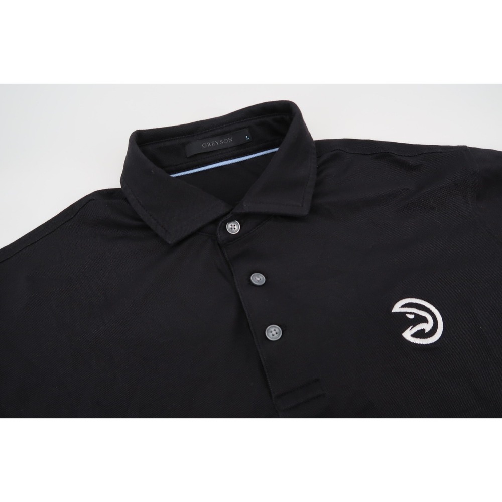 Greyson Mens Large Black Golf Performance Polo Shirt Atlanta Hawks NBA Basketbal